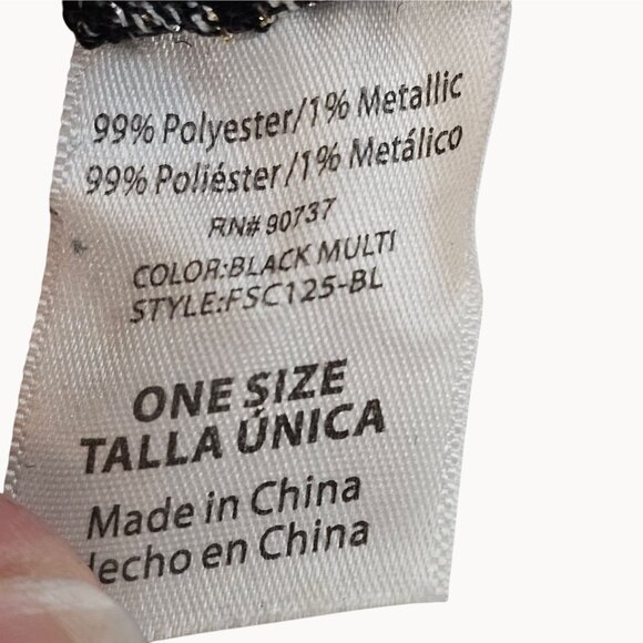 Women's One Size Metallic Black/Grey/White Infinity Wrap Wool‎ Scarf Whimsigoth - Picture 12 of 13